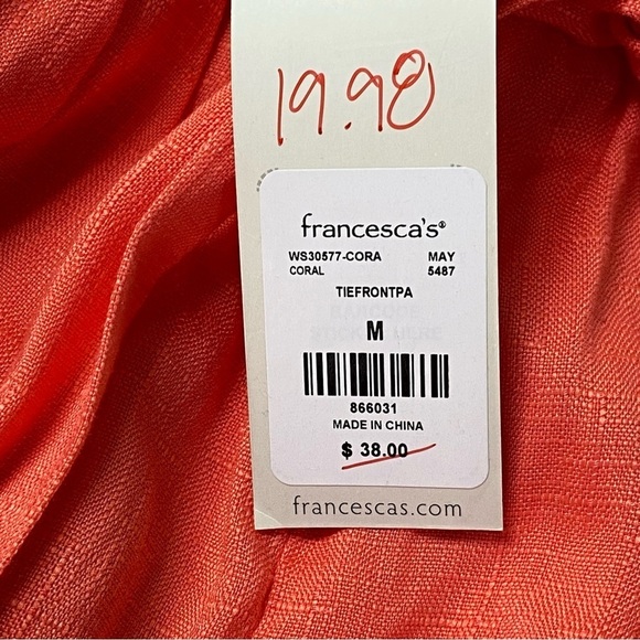 Francesca's Tie Front Elastic Waist Lined High Rise Shorts Coral Size Medium NWT - Picture 10 of 12